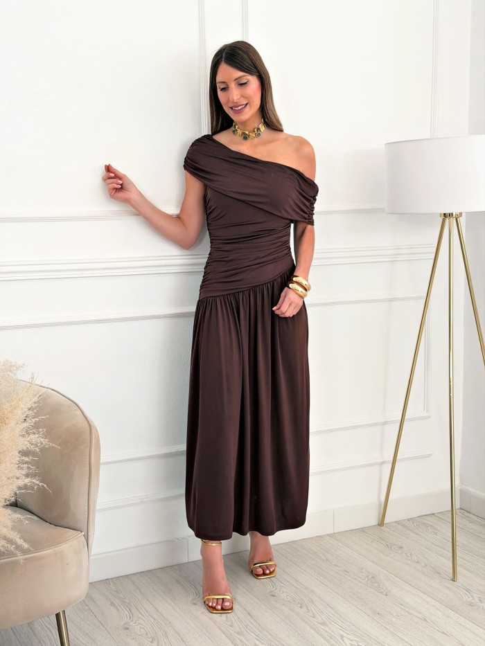 Vestido Asimétrico Atenea Chocolate